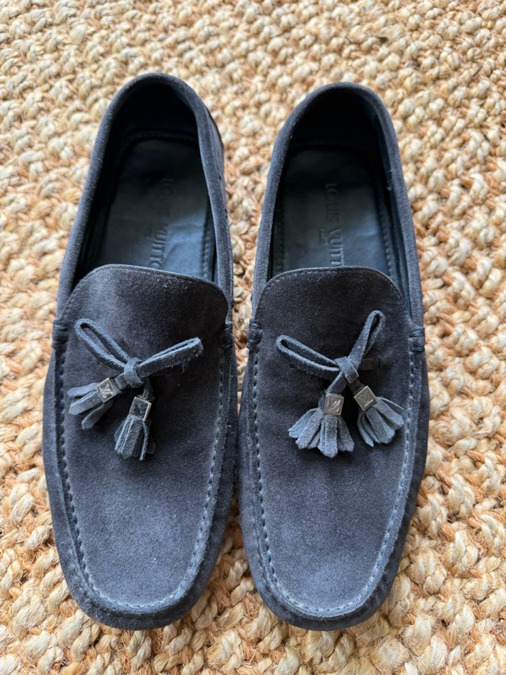Louis Vuitton Men’s Dark Gray Suede Tassel Loafers
